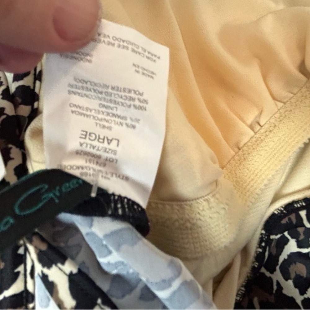 Aqua Green Animal Print Mob Wife 1PC Swimsuit Large 12/14 NWT - Picture 7 of 14